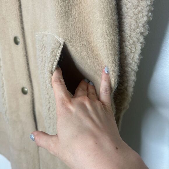 Anthropologie Boundless North Snowbound Shearling Sherpa Coat Jacket Large - Picture 6 of 9